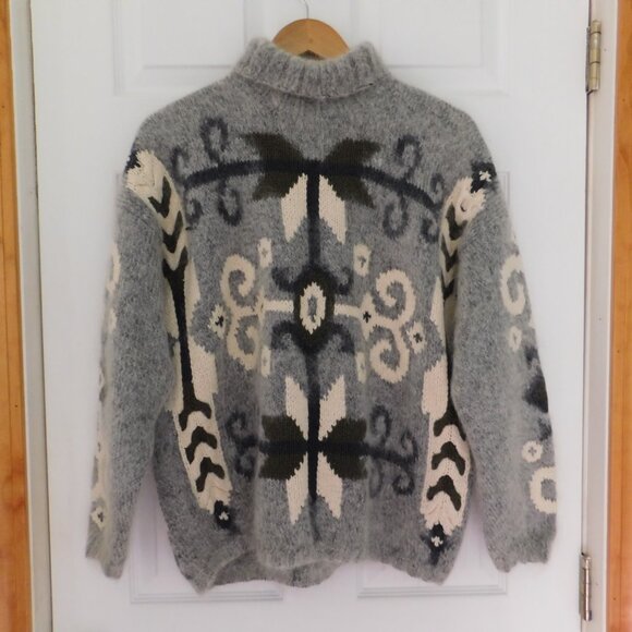 Curio 3D Mohair Blend Turtleneck Sweater Graphic Gothic SIze Small Gray - Picture 1 of 6